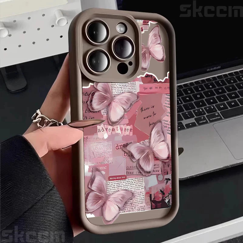 Aesthetic Pink Butterfly iPhone Cover