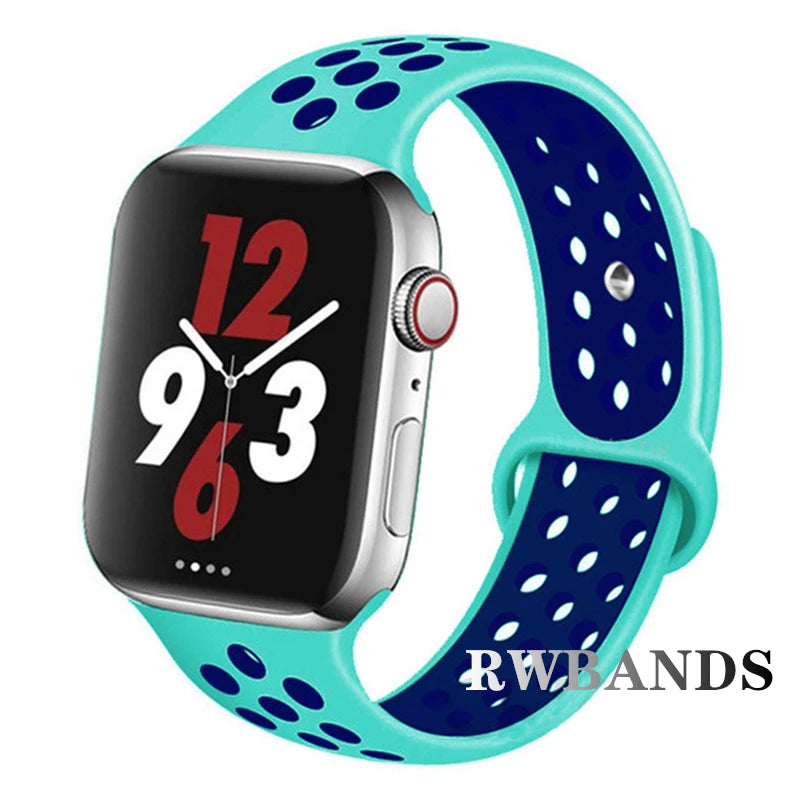 S port Strap for Apple Watch 38mm-49mm - Breathable Silicone Band for Series Ultra 2/10/9/8/SE (40mm 44mm 45mm)