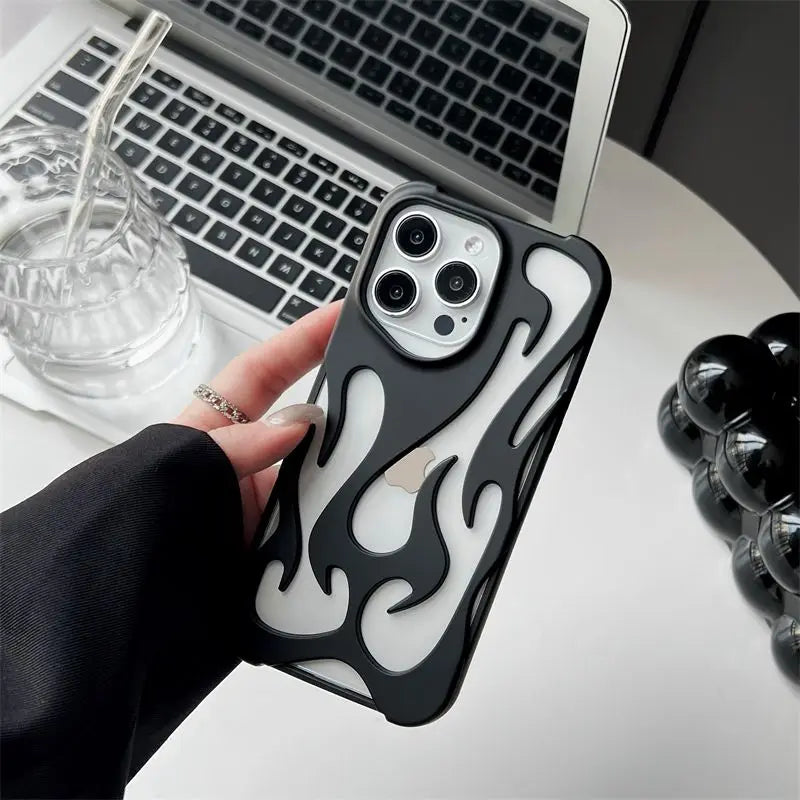 Trendy Hollow-Back 3D Flame Phone Case