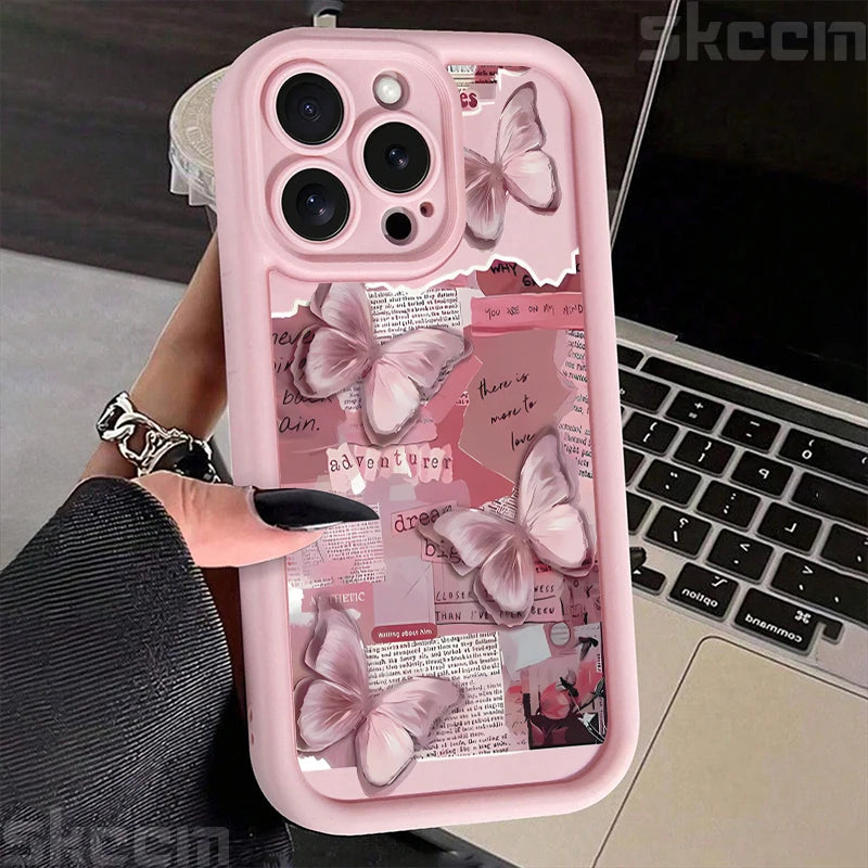 Aesthetic Pink Butterfly iPhone Cover