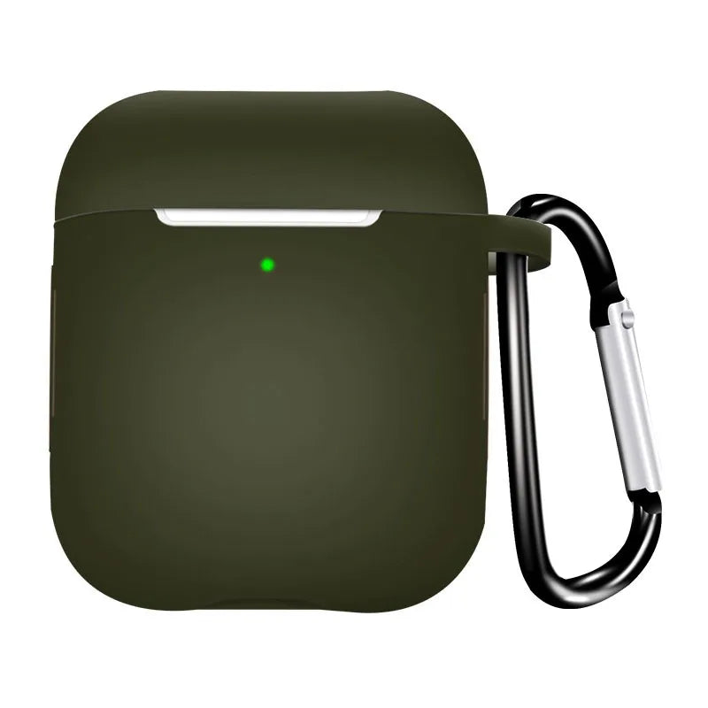 Soft Silicone Case for AirPods 1/2 – Protective Cover with Hook