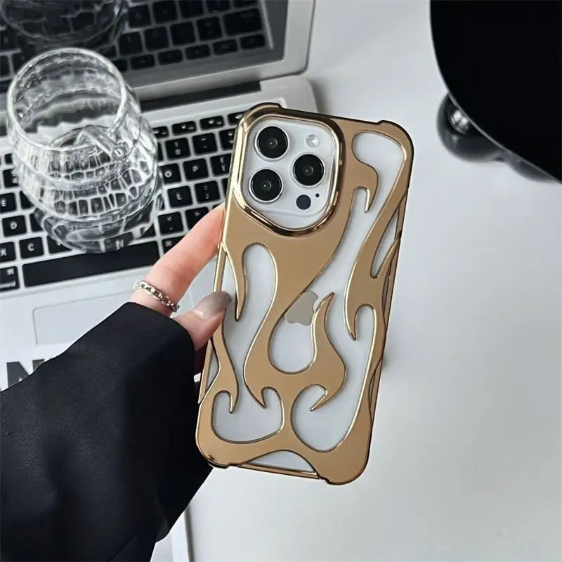 Trendy Hollow-Back 3D Flame Phone Case
