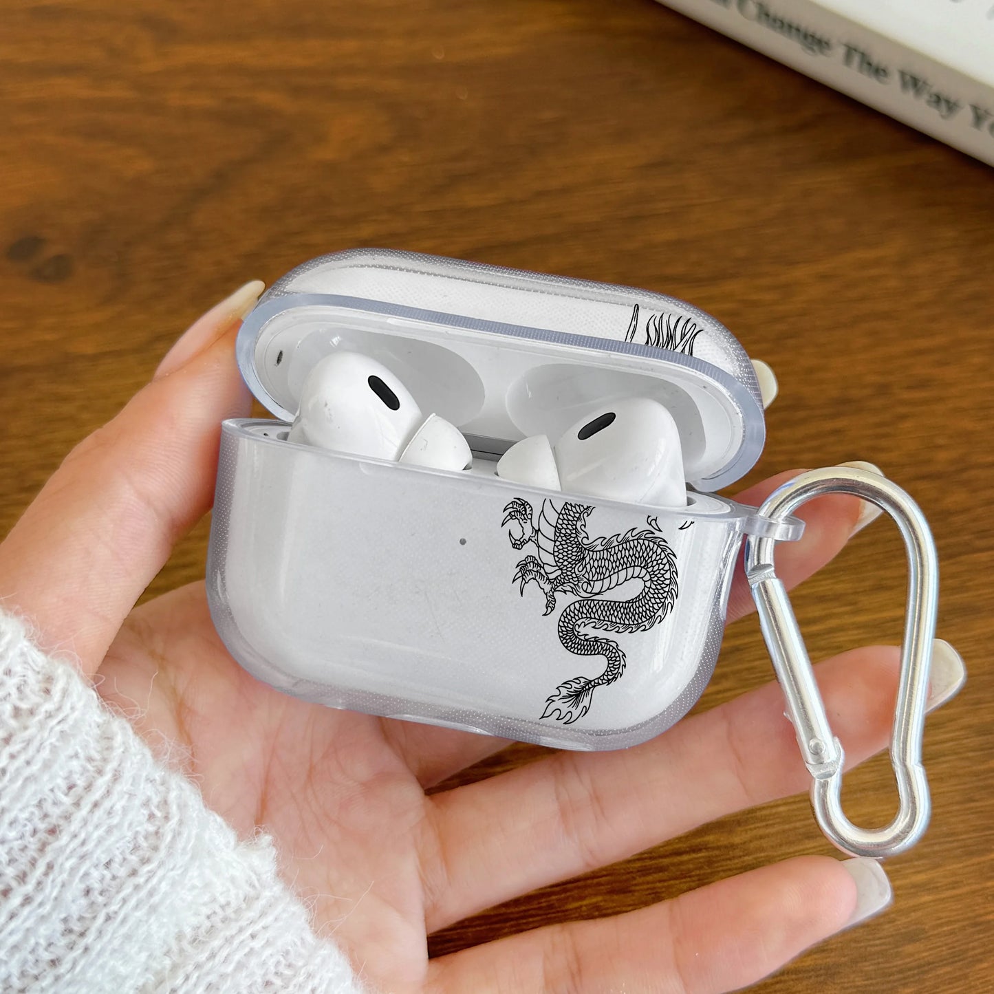 Clear TPU Dragon Design AirPods Case Cover