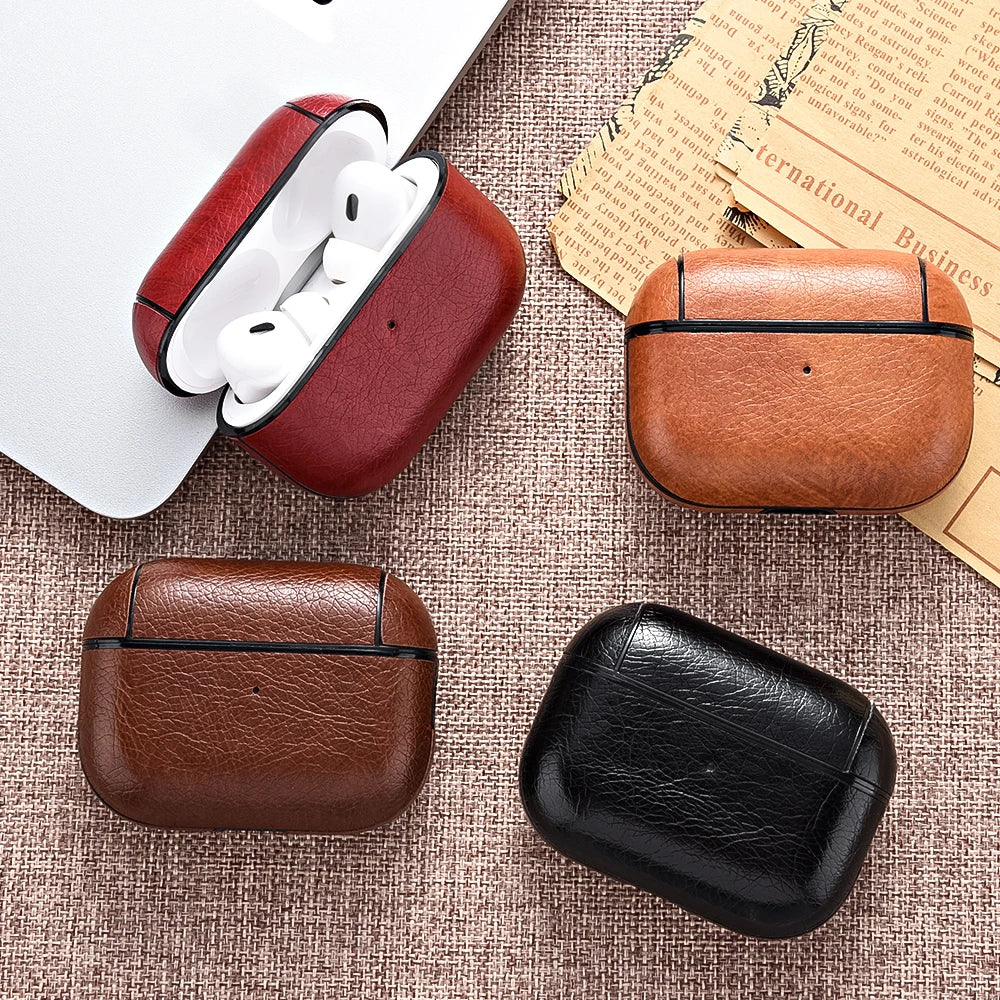 Leather AirPods Pro 2/3 Case - Premium Earphone Cover with USB-C Port