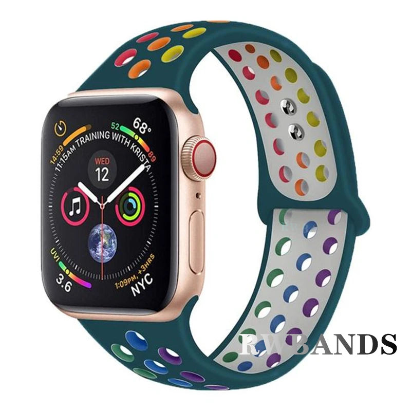 S port Strap for Apple Watch 38mm-49mm - Breathable Silicone Band for Series Ultra 2/10/9/8/SE (40mm 44mm 45mm)