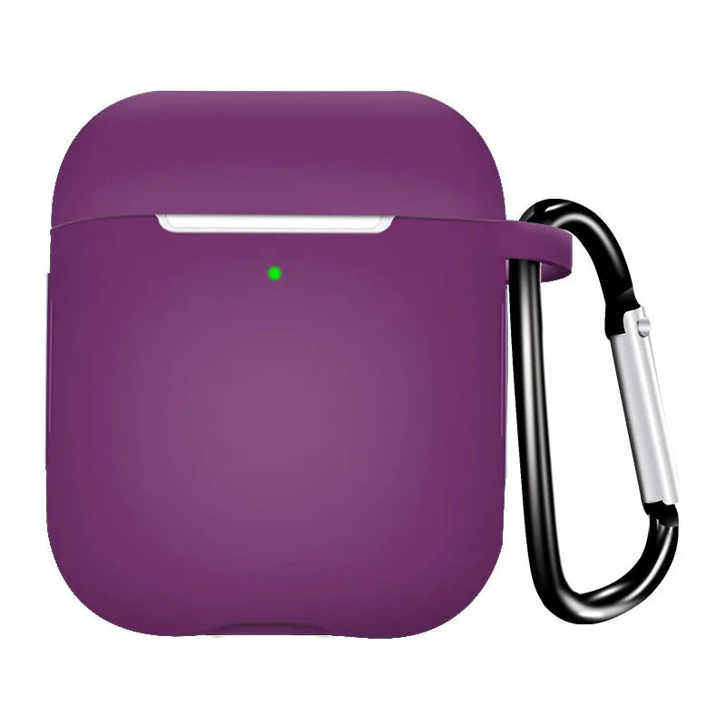 Soft Silicone Case for AirPods 1/2 – Protective Cover with Hook