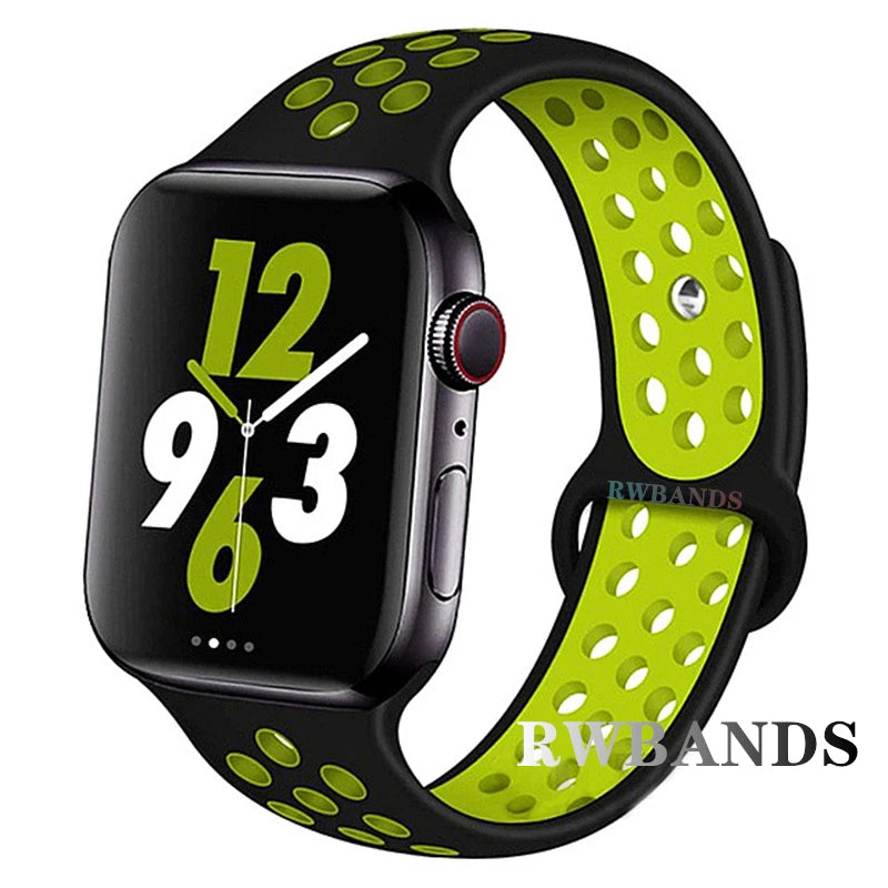 S port Strap for Apple Watch 38mm-49mm - Breathable Silicone Band for Series Ultra 2/10/9/8/SE (40mm 44mm 45mm)
