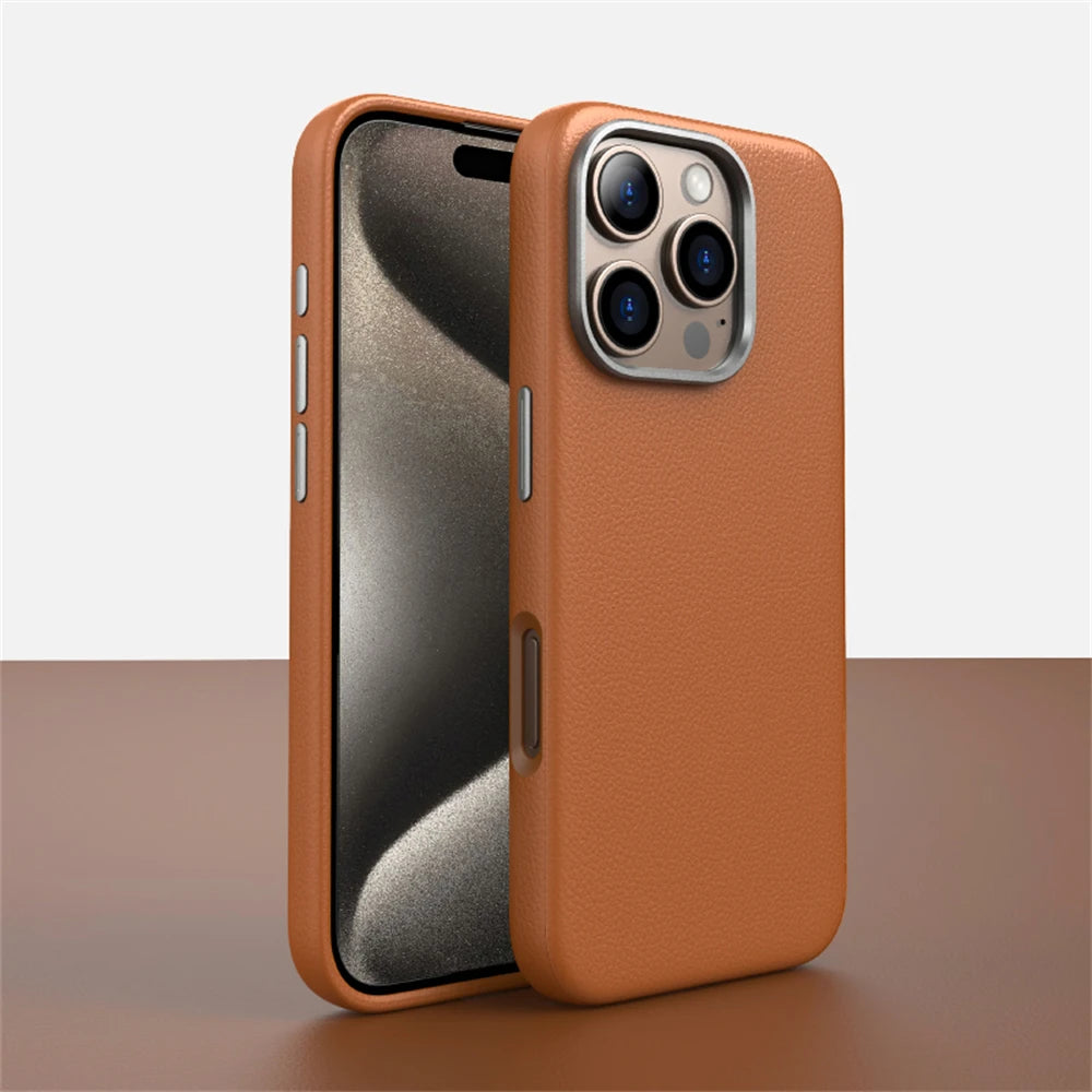 Leather Magnetic MagSafe Case for iPhone 14–16 Pro Max – Slim & Shockproof