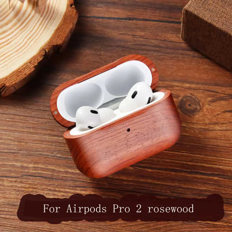 Handcrafted Wooden AirPods Protective Case – Compatible with AirPods Pro/1/2/3/4 + Free Lanyard