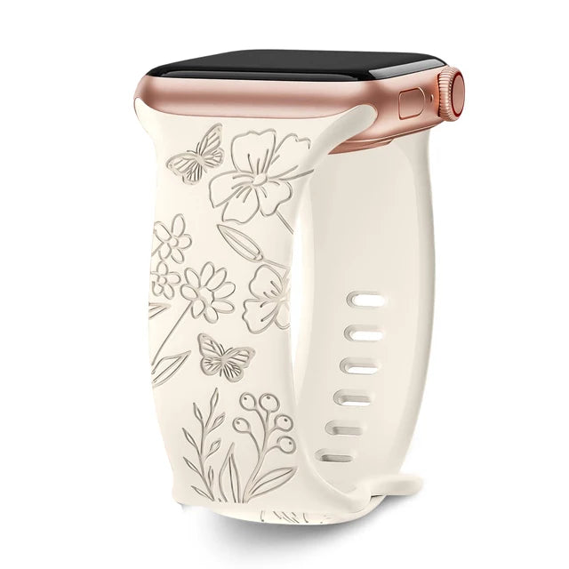 Elegant Floral Apple Watch Strap - Compatible with Series 10/9/8/Ultra