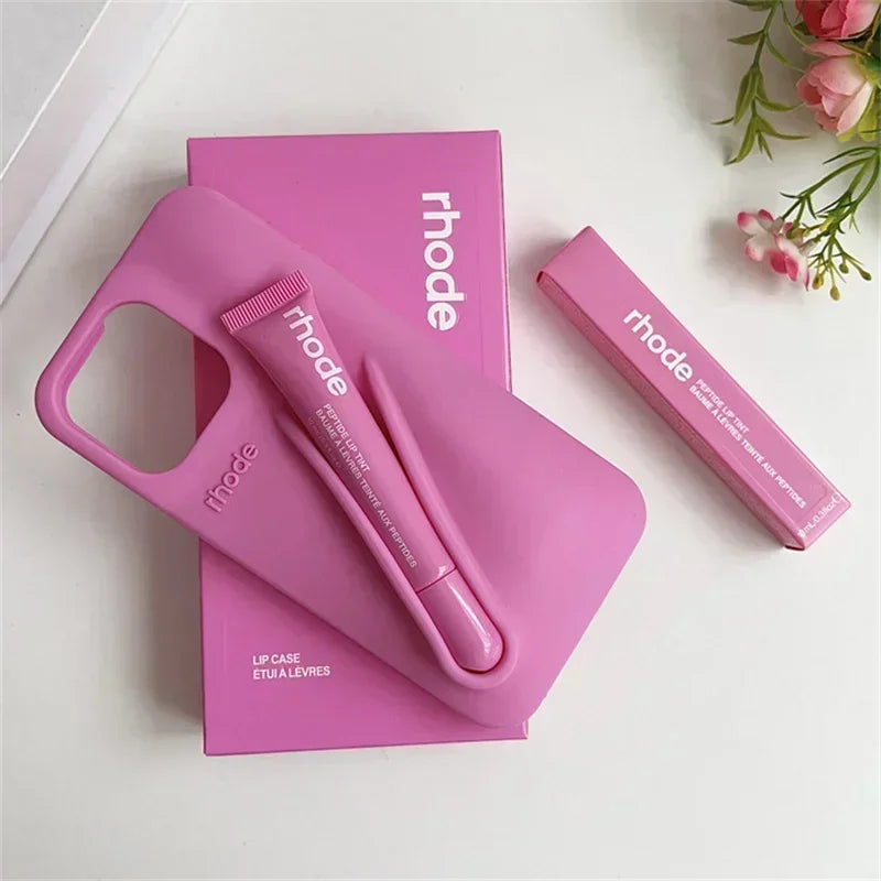Rhode Lip Gloss Holder Silicone Case with Box Lipstick for iPhone