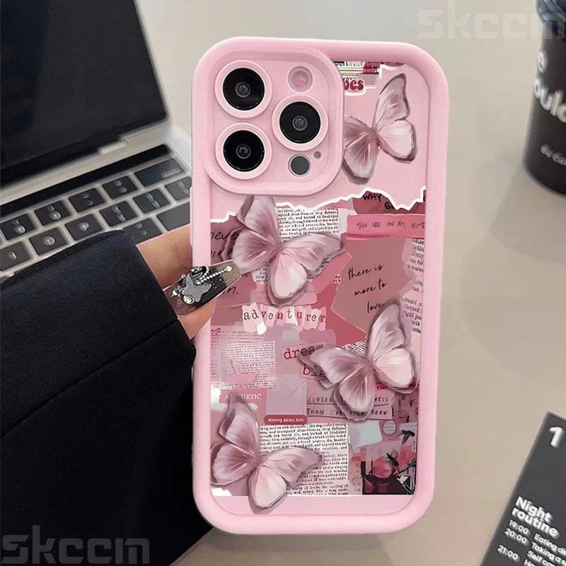 Aesthetic Pink Butterfly iPhone Cover