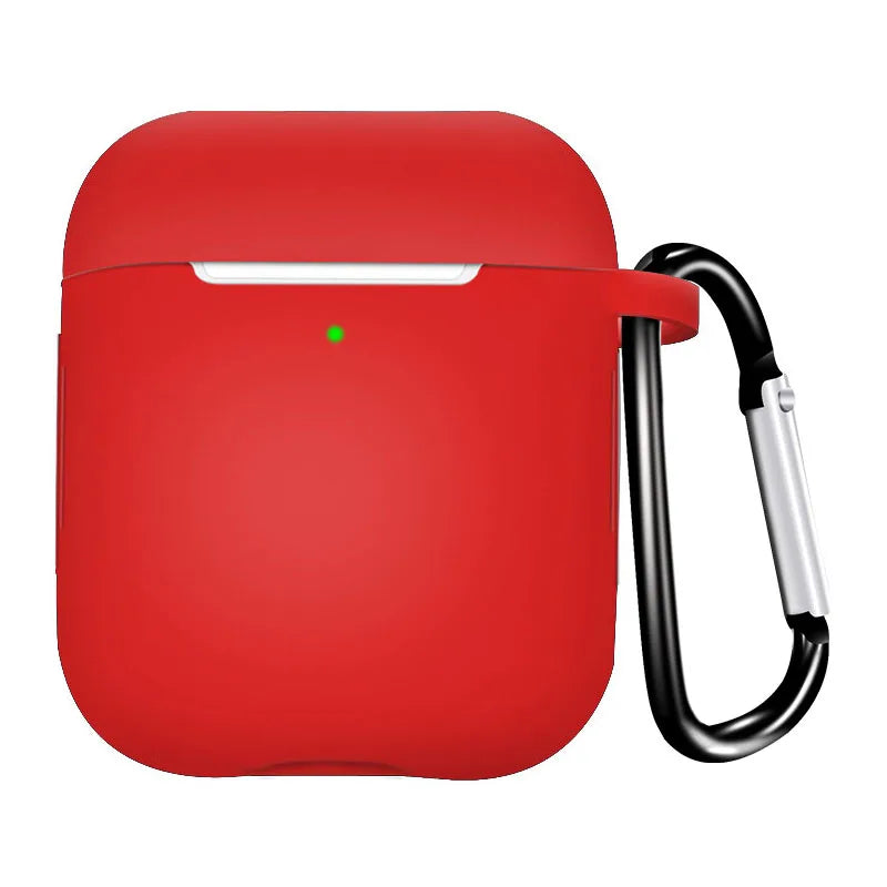 Soft Silicone Case for AirPods 1/2 – Protective Cover with Hook