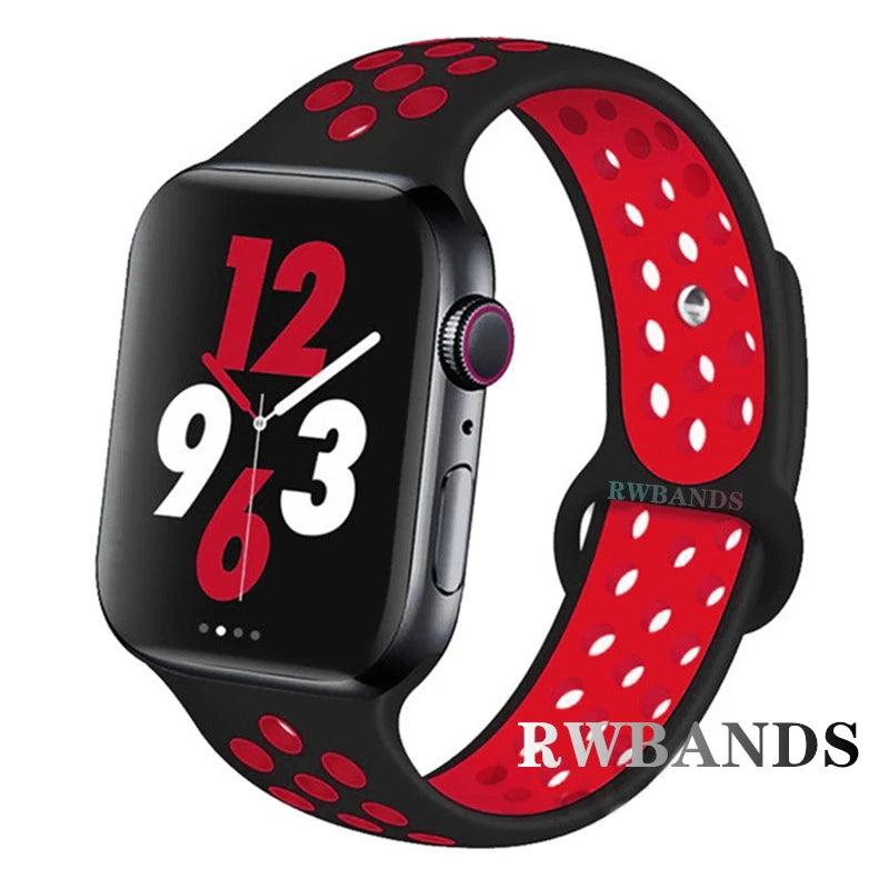 S port Strap for Apple Watch 38mm-49mm - Breathable Silicone Band for Series Ultra 2/10/9/8/SE (40mm 44mm 45mm)