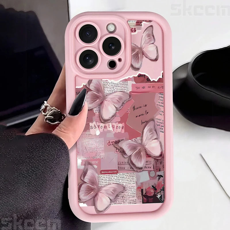 Aesthetic Pink Butterfly iPhone Cover
