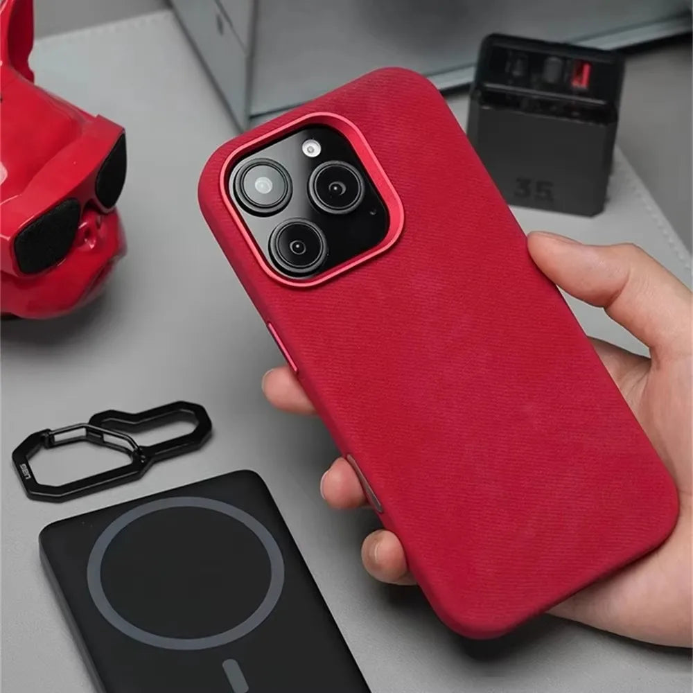 Magnetic Fiber Leather iPhone Case