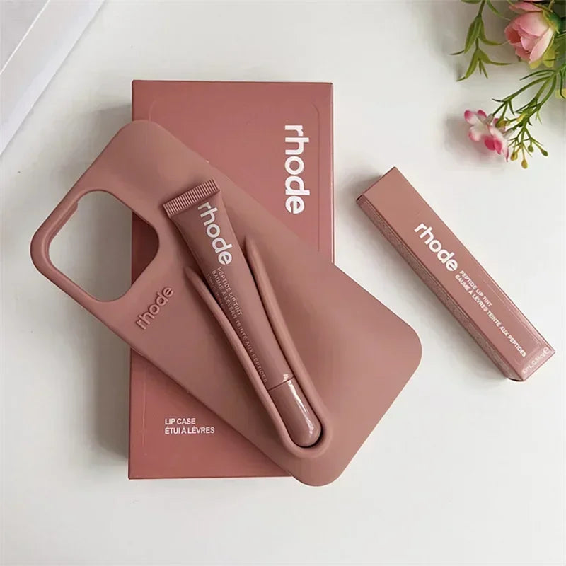 Rhode Lip Gloss Holder Silicone Case with Box Lipstick for iPhone