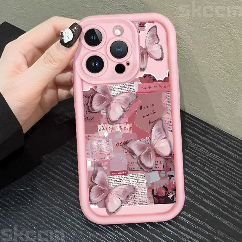 Aesthetic Pink Butterfly iPhone Cover