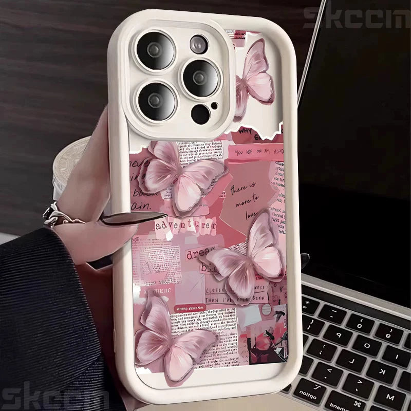 Aesthetic Pink Butterfly iPhone Cover