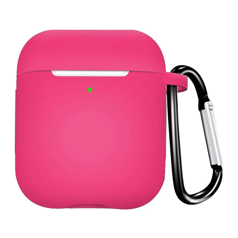 Soft Silicone Case for AirPods 1/2 – Protective Cover with Hook