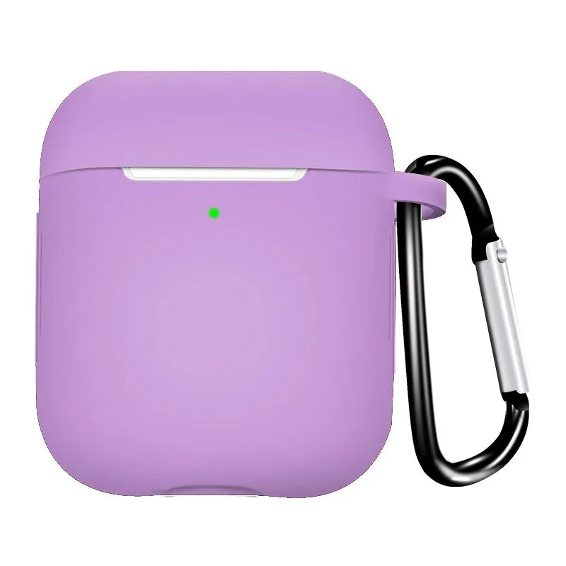 Soft Silicone Case for AirPods 1/2 – Protective Cover with Hook