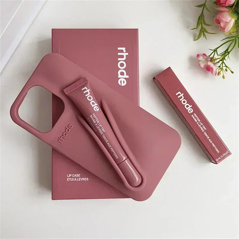 Rhode Lip Gloss Holder Silicone Case with Box Lipstick for iPhone