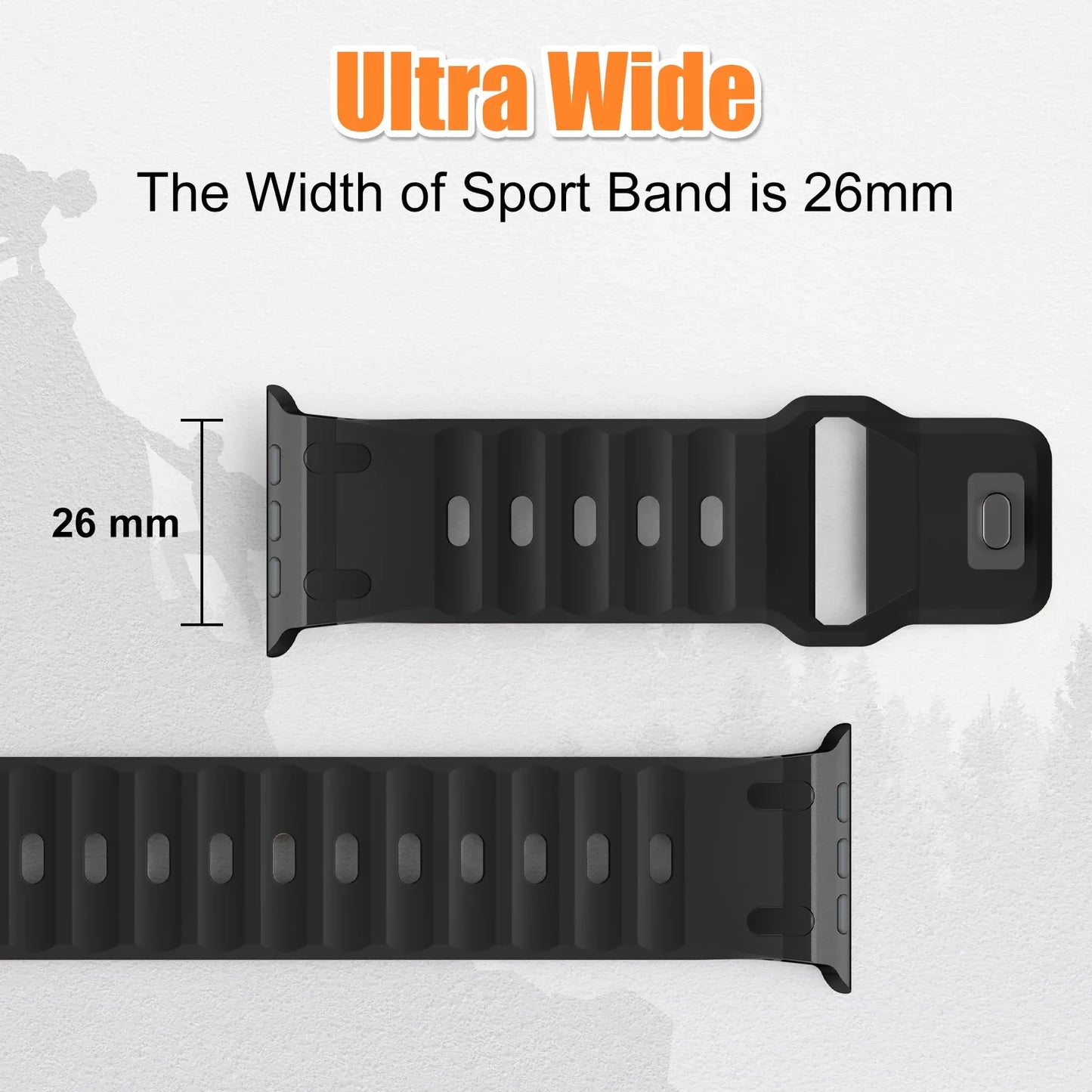 Premium Sport Silicone Band for Apple Watch Ultra 2, Series 9/8/7/SE – 49mm 45mm 44mm 46mm – Stainless Steel Strap