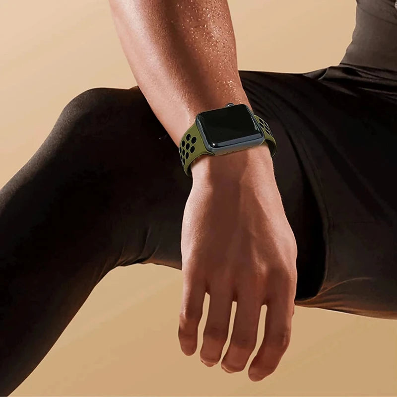S port Strap for Apple Watch 38mm-49mm - Breathable Silicone Band for Series Ultra 2/10/9/8/SE (40mm 44mm 45mm)