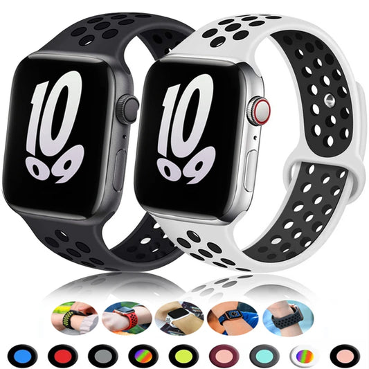 S port Strap for Apple Watch 38mm-49mm - Breathable Silicone Band for Series Ultra 2/10/9/8/SE (40mm 44mm 45mm)