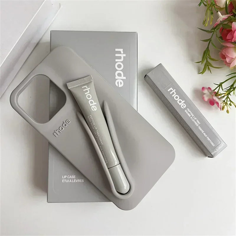 Rhode Lip Gloss Holder Silicone Case with Box Lipstick for iPhone