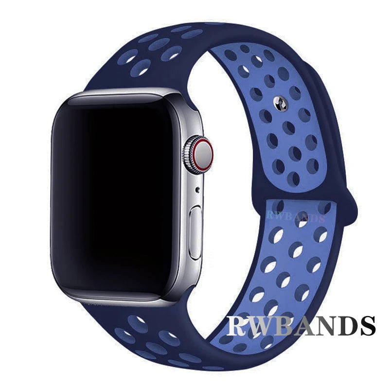 S port Strap for Apple Watch 38mm-49mm - Breathable Silicone Band for Series Ultra 2/10/9/8/SE (40mm 44mm 45mm)