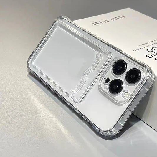 Ultra Thin Clear iPhone Case - Shockproof with Back Card Slot (6-15 Models)