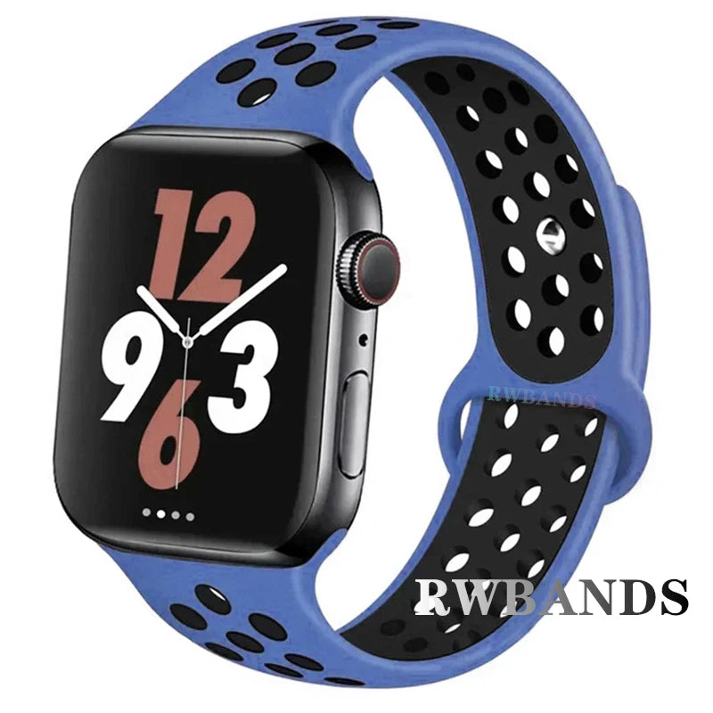 S port Strap for Apple Watch 38mm-49mm - Breathable Silicone Band for Series Ultra 2/10/9/8/SE (40mm 44mm 45mm)
