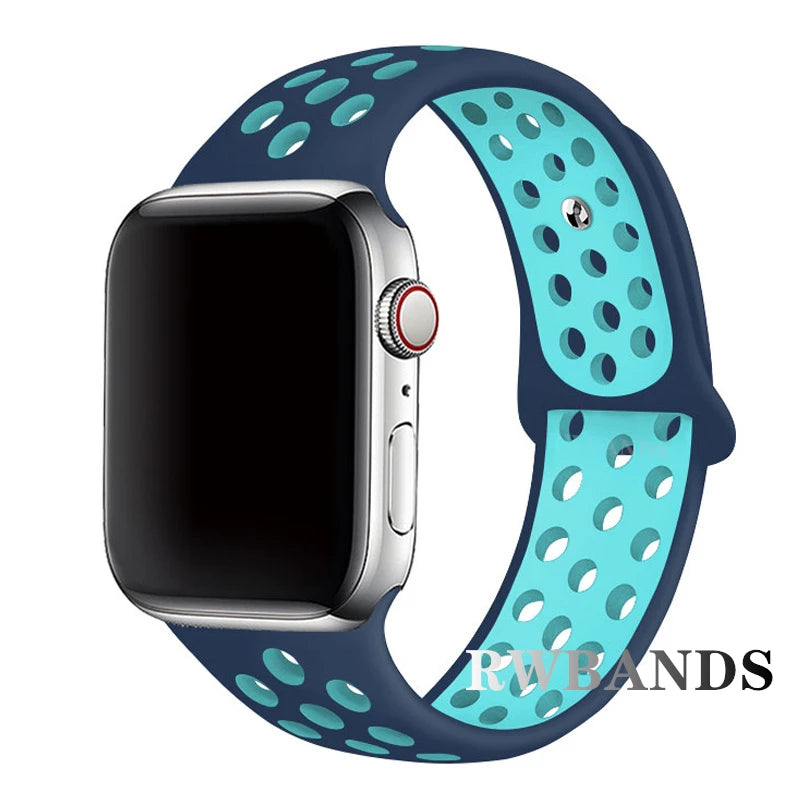 S port Strap for Apple Watch 38mm-49mm - Breathable Silicone Band for Series Ultra 2/10/9/8/SE (40mm 44mm 45mm)