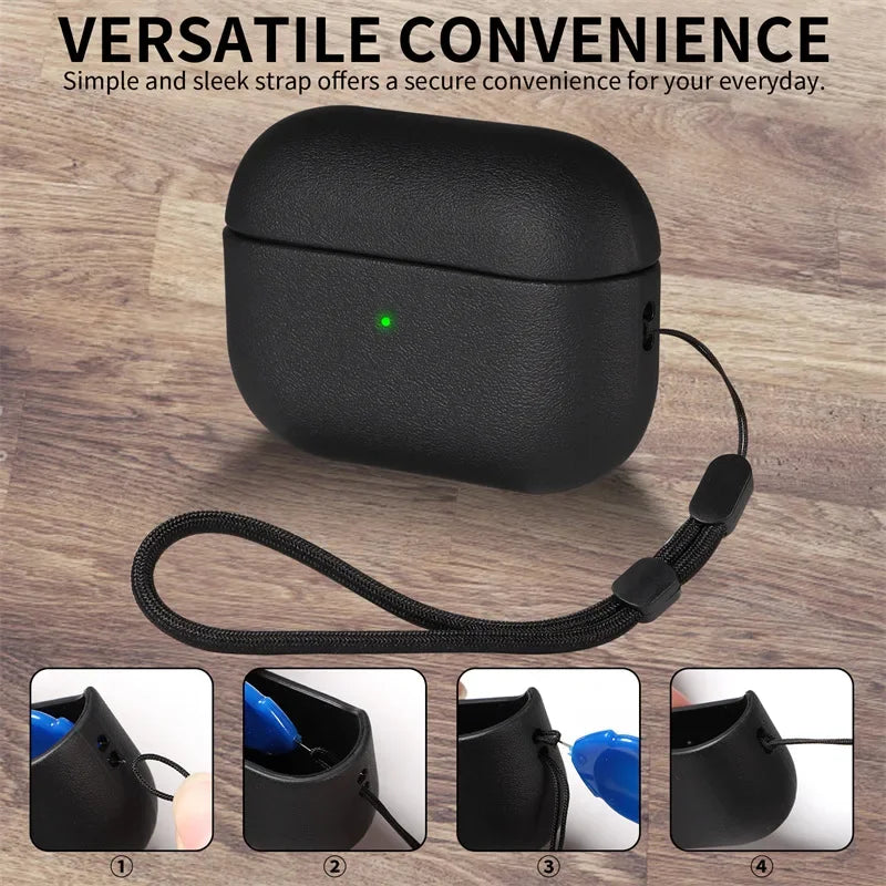 Leather AirPods Pro 2 Case - Premium Cover for AirPods 3/4 & Pro (USB-C) - Protective Bluetooth Earphone Shell