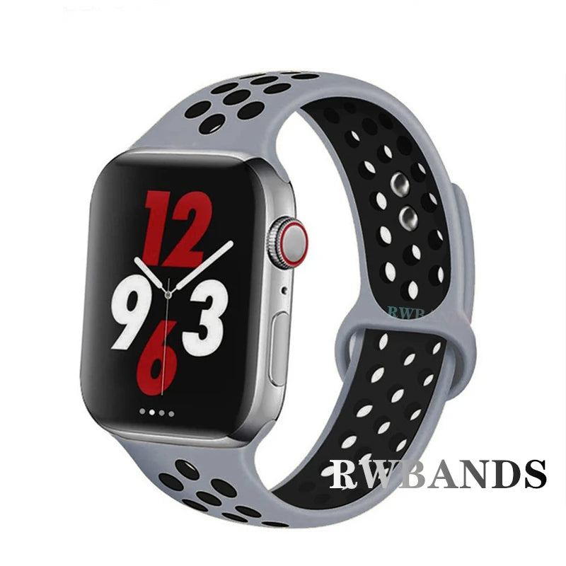 S port Strap for Apple Watch 38mm-49mm - Breathable Silicone Band for Series Ultra 2/10/9/8/SE (40mm 44mm 45mm)