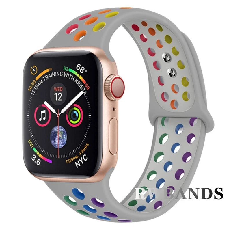 S port Strap for Apple Watch 38mm-49mm - Breathable Silicone Band for Series Ultra 2/10/9/8/SE (40mm 44mm 45mm)
