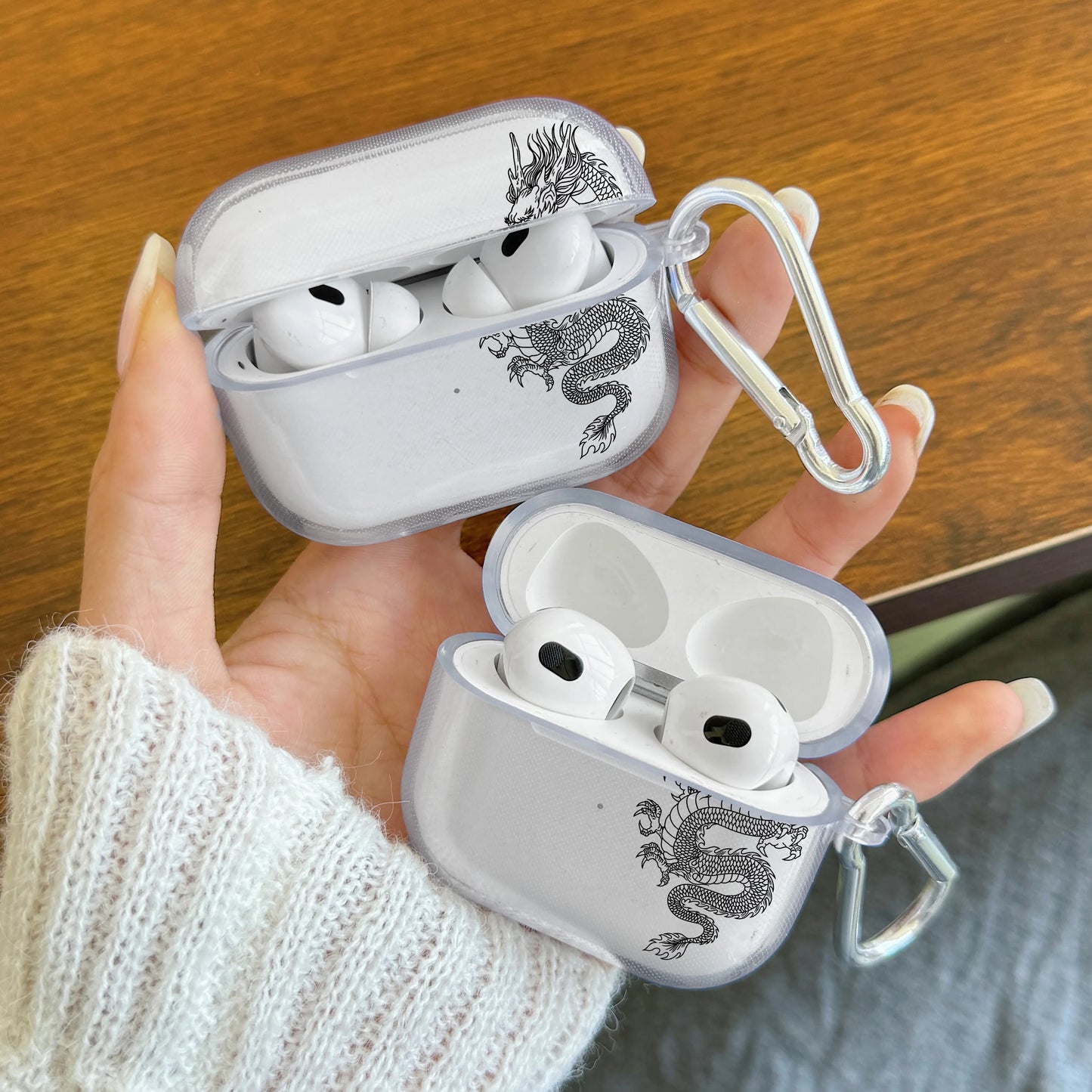 Clear TPU Dragon Design AirPods Case Cover