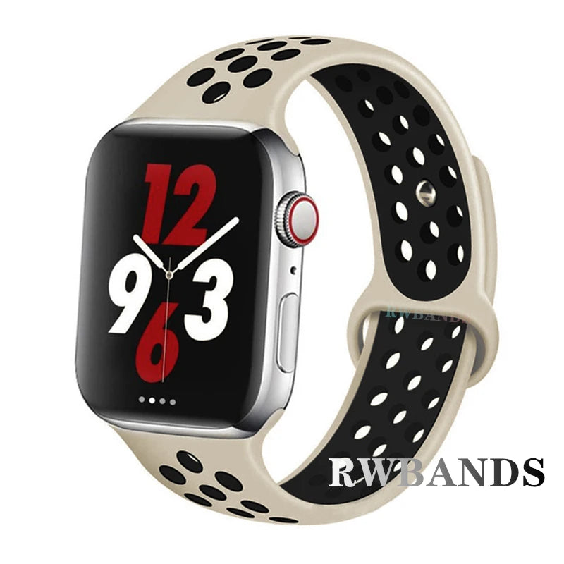 S port Strap for Apple Watch 38mm-49mm - Breathable Silicone Band for Series Ultra 2/10/9/8/SE (40mm 44mm 45mm)