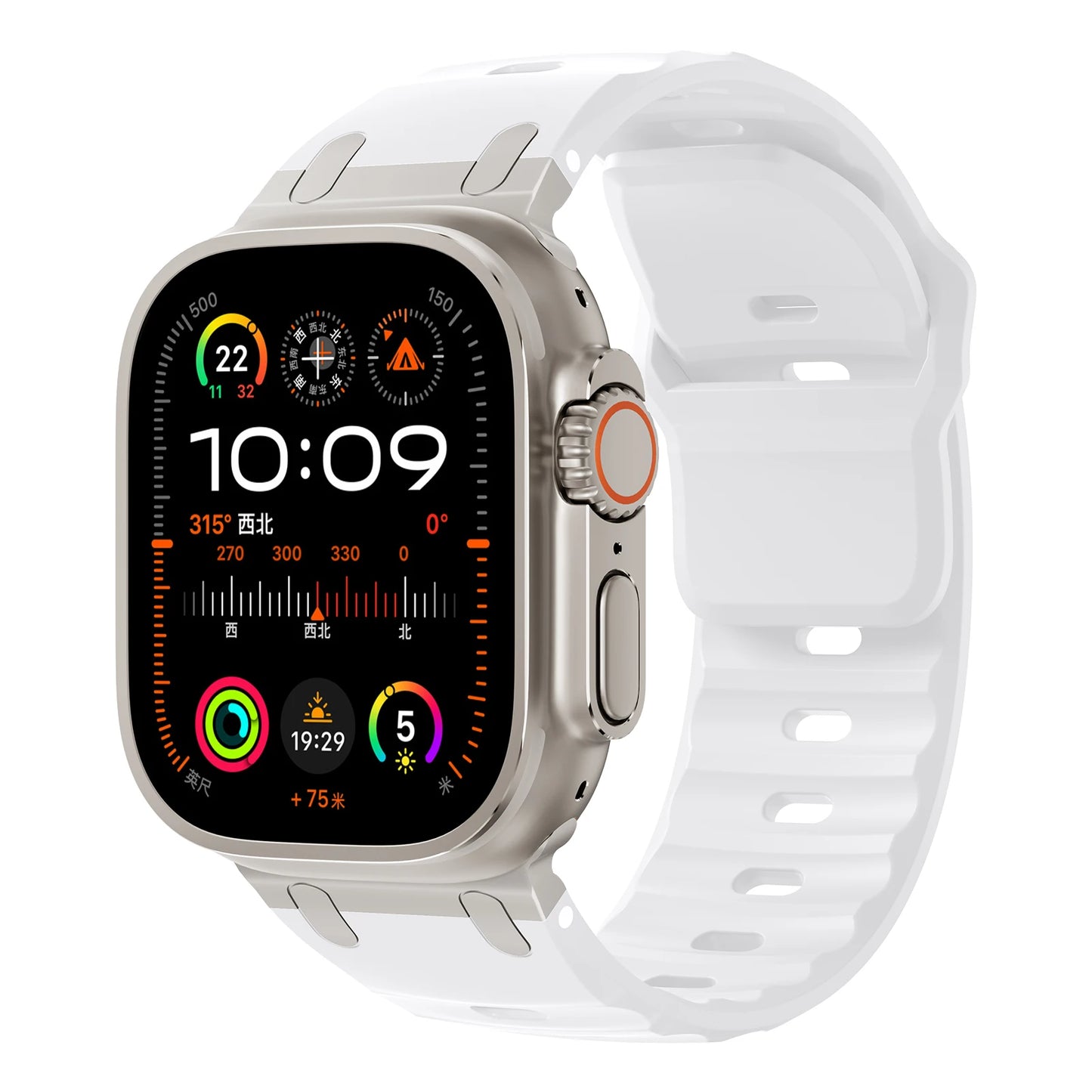 Premium Sport Silicone Band for Apple Watch Ultra 2, Series 9/8/7/SE – 49mm 45mm 44mm 46mm – Stainless Steel Strap