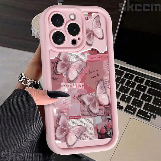 Aesthetic Pink Butterfly iPhone Cover