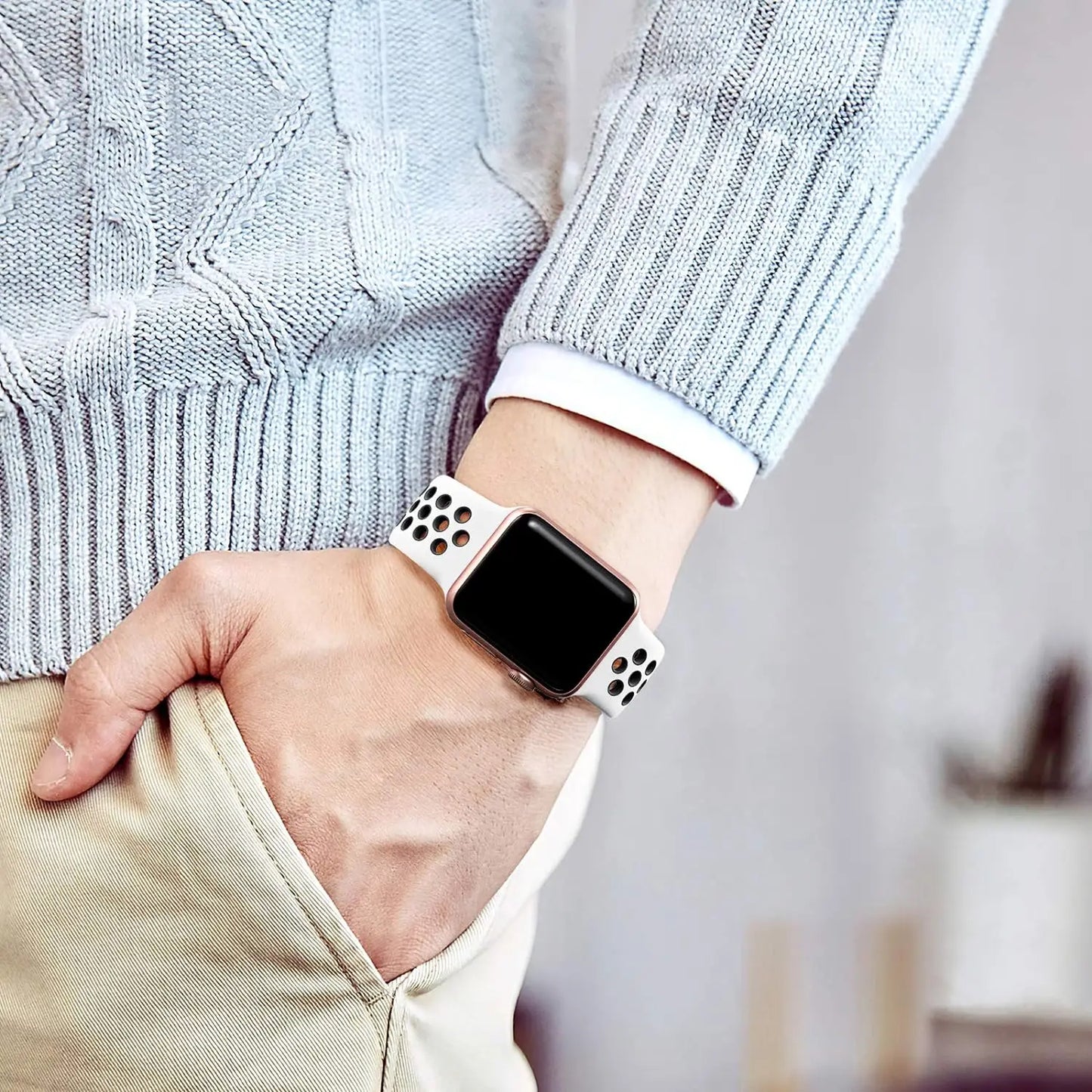 S port Strap for Apple Watch 38mm-49mm - Breathable Silicone Band for Series Ultra 2/10/9/8/SE (40mm 44mm 45mm)