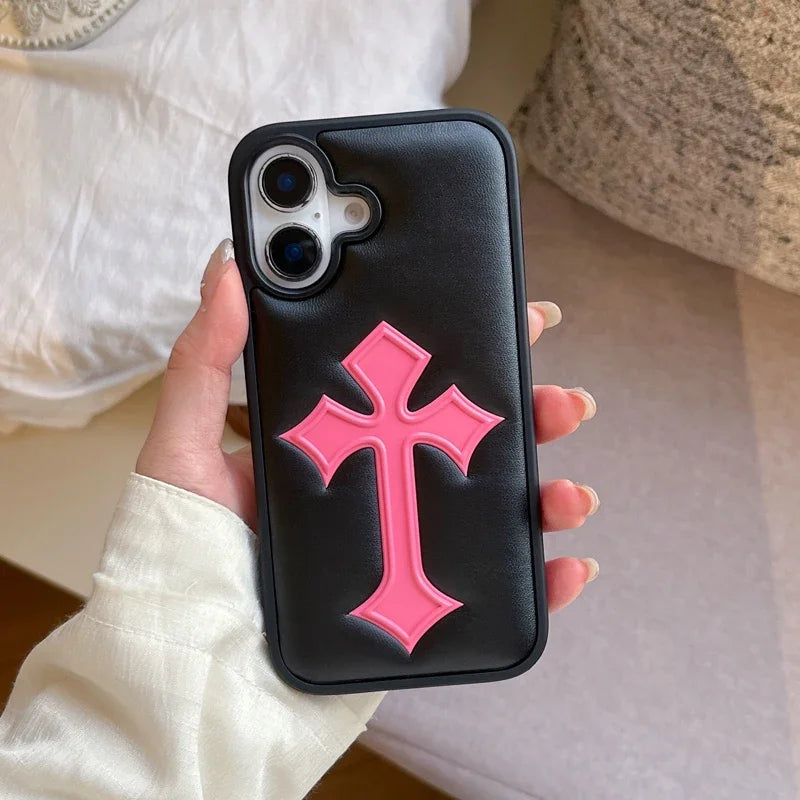 Gothic Cross Leather iPhone Case