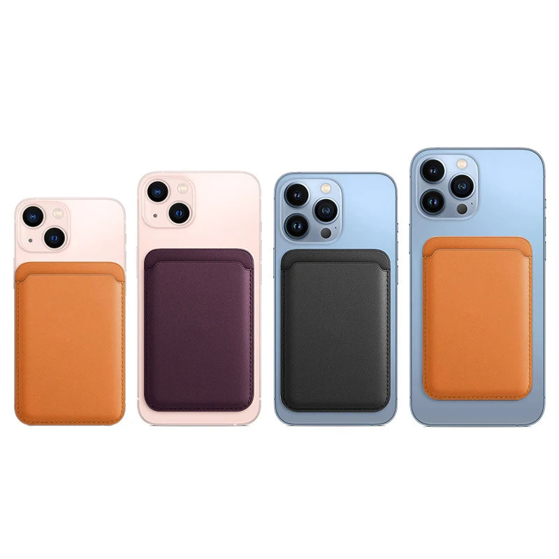 Magnetic Leather Wallet Case for iPhone 15 Pro Max/14/13 – Magsafe Card Holder & Phone Cover (6 Cards)