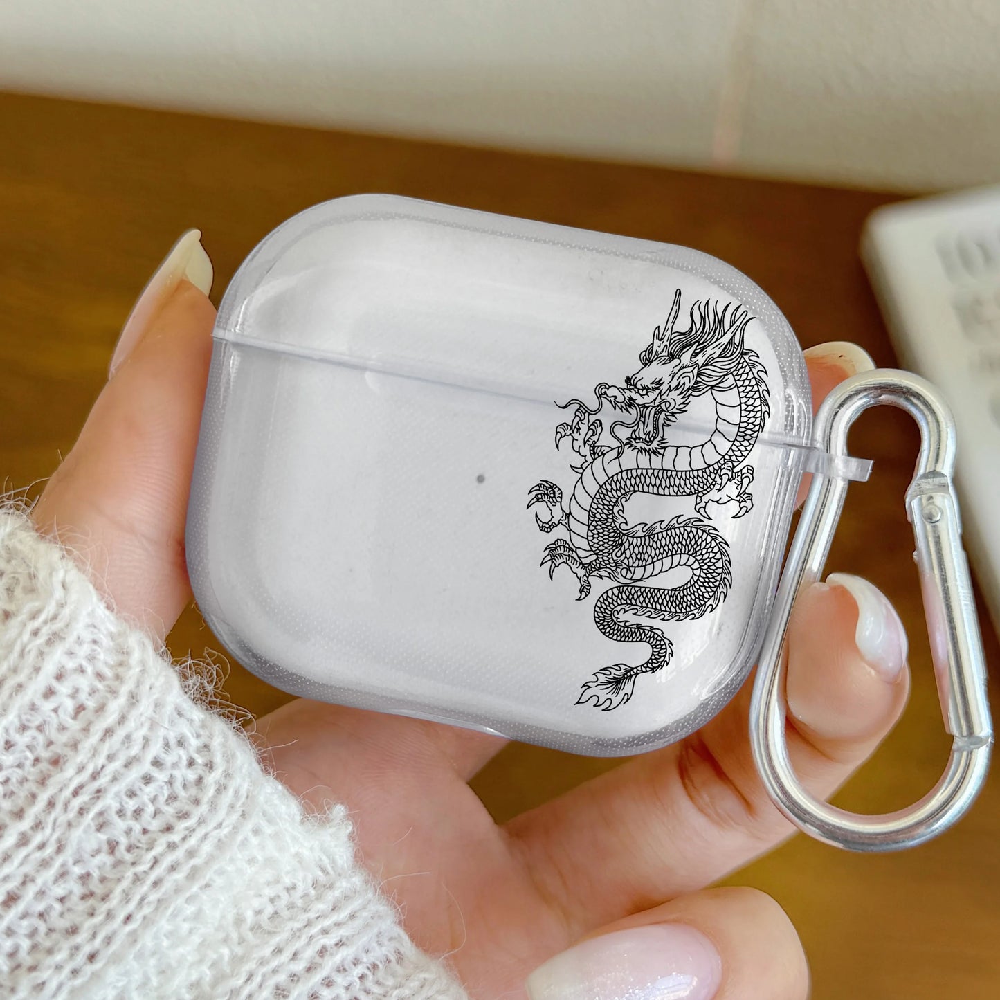 Clear TPU Dragon Design AirPods Case Cover