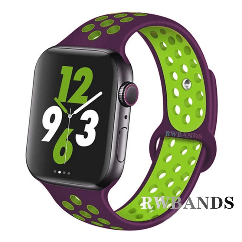S port Strap for Apple Watch 38mm-49mm - Breathable Silicone Band for Series Ultra 2/10/9/8/SE (40mm 44mm 45mm)
