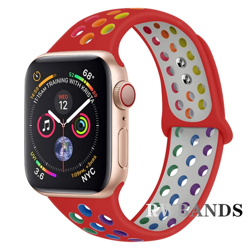 S port Strap for Apple Watch 38mm-49mm - Breathable Silicone Band for Series Ultra 2/10/9/8/SE (40mm 44mm 45mm)