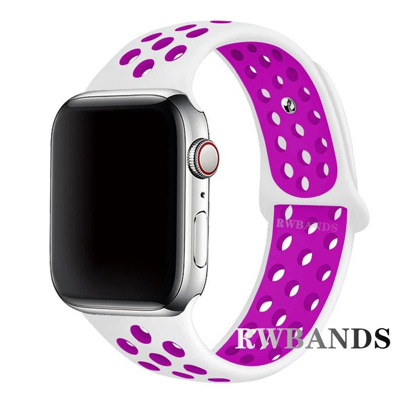 S port Strap for Apple Watch 38mm-49mm - Breathable Silicone Band for Series Ultra 2/10/9/8/SE (40mm 44mm 45mm)