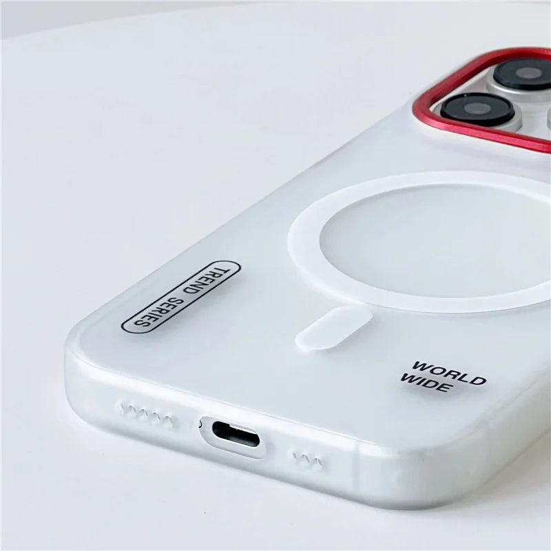 MagSafe Magnetic Case – Shockproof Armor Design with Metal Lens Cover & Matte Finish