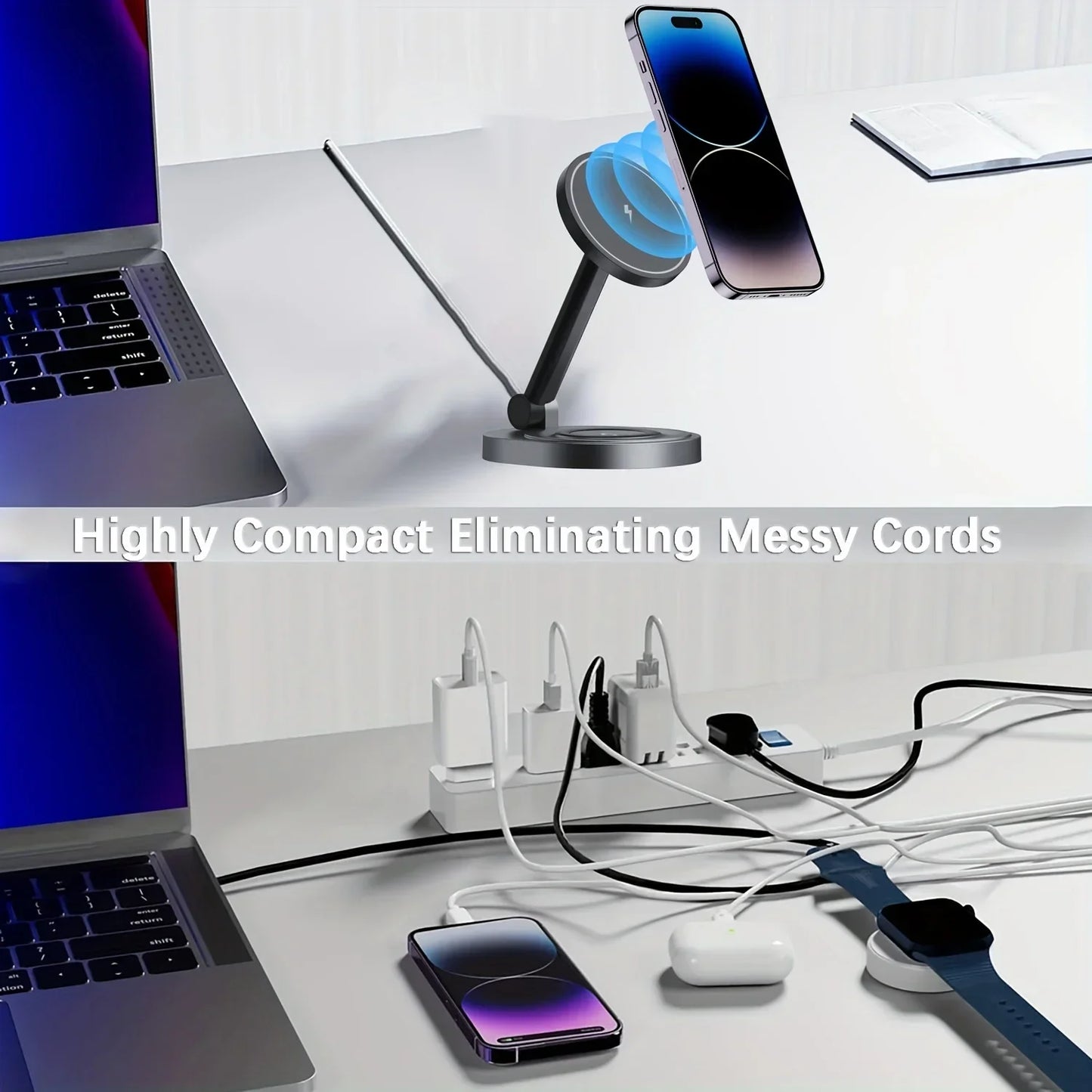 Magsafe 3-in-1 Charger Stand - Fast Wireless Charging for iPhone, Apple Watch & AirPods